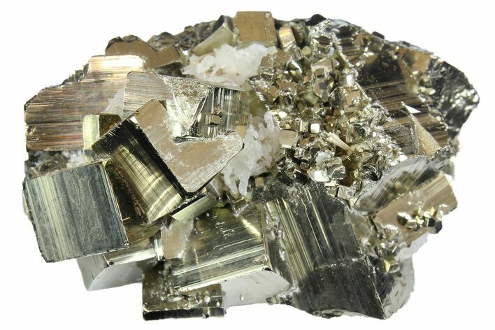 Shiny, Cubic Pyrite Crystal Cluster - Peru #167699